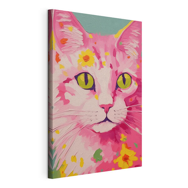 Cuadros Cuadro de un gato con flores encima