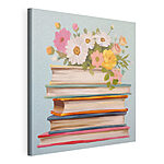 Cuadros Cuadro que representa una pila de libros con flores encima