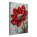 Cuadros Flor roja sobre una superficie gris