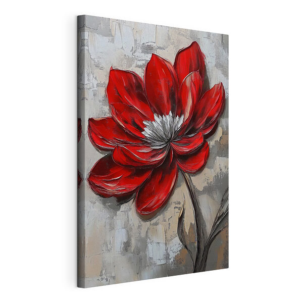 Cuadros Flor roja sobre una superficie gris