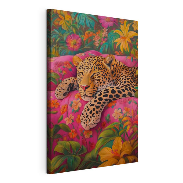 Cuadros Un leopardo durmiendo en un sofá rosa (SKU: s41929) Cuadros Cuadros Un leopardo durmiendo en un sofá rosa (SKU: s41929)