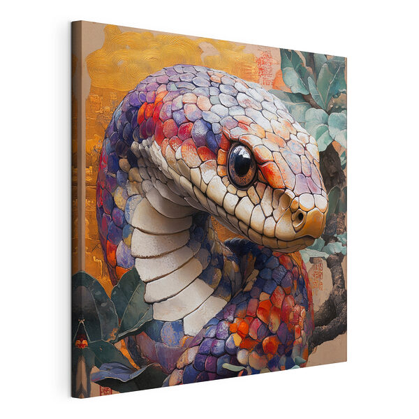 Cuadros Serpiente de colores con hojas