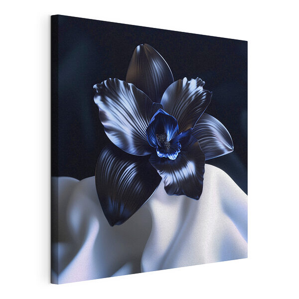Cuadros Flor negra sobre un paño blanco