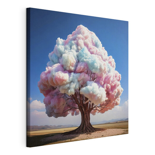 Cuadros Árbol con nubes rosas y azules