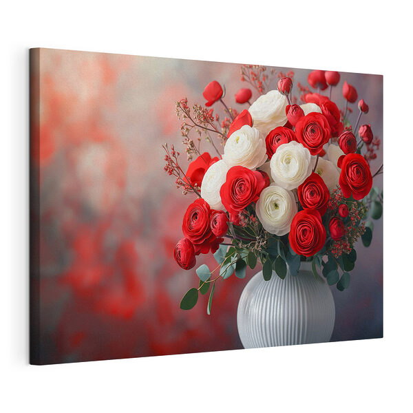 Jarrón con flores rojas y blancas Cuadros Jarrón con flores rojas y blancas