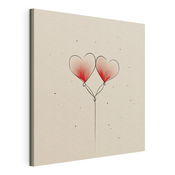 Dos corazones dibujados en un cordel Cuadros Dos corazones dibujados en un cordel