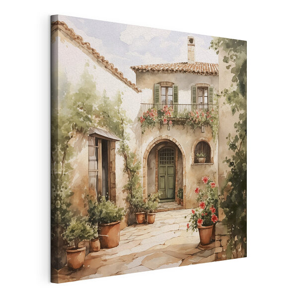 Cuadro de una casa con plantas en macetas Cuadros Cuadro de una casa con plantas en macetas