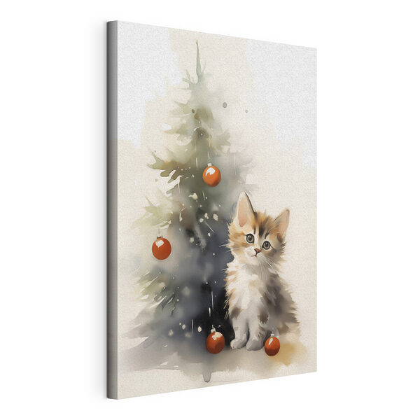 Gato junto a un árbol de Navidad Cuadros Gato junto a un árbol de Navidad