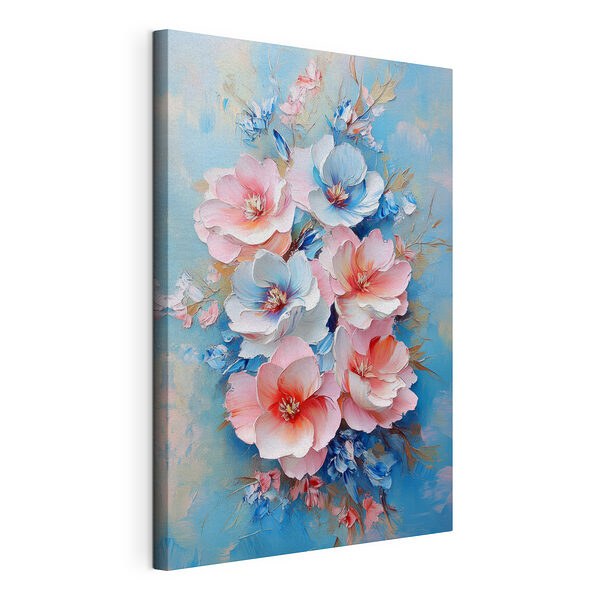 Cuadros Cuadro de flores sobre un fondo azul