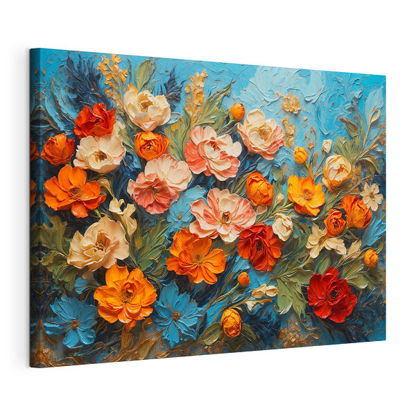 Cuadros Cuadro de flores sobre un fondo azul