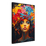 Cuadros Mujer con flores de colores en la cabeza