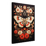 Cuadros Mariposa y flores sobre fondo negro