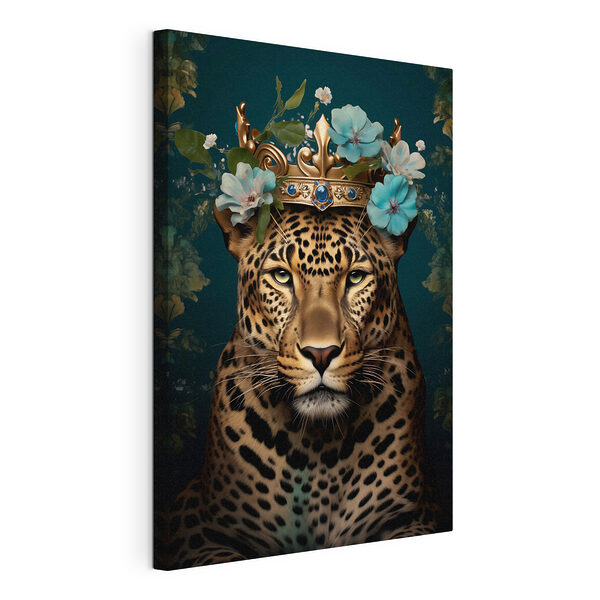 Leopardo con una corona y flores Cuadros Leopardo con una corona y flores