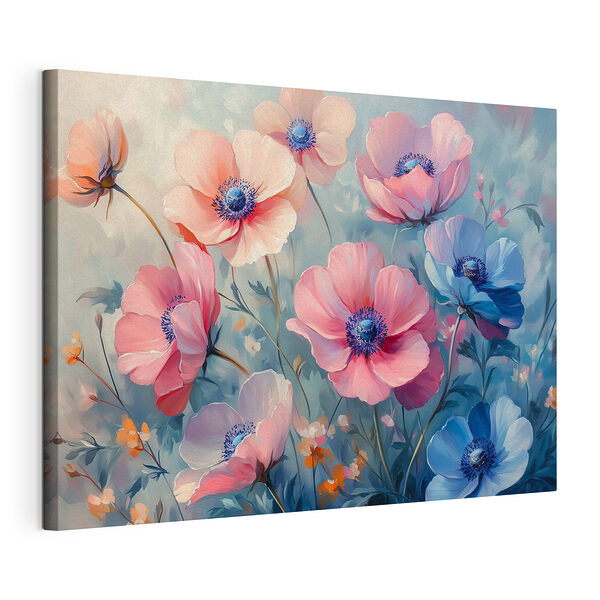 Cuadros Cuadro de flores sobre fondo azul