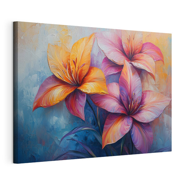 Cuadros Cuadro de flores sobre fondo azul