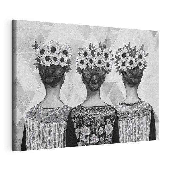 Cuadros Grupo de mujeres con flores en el pelo