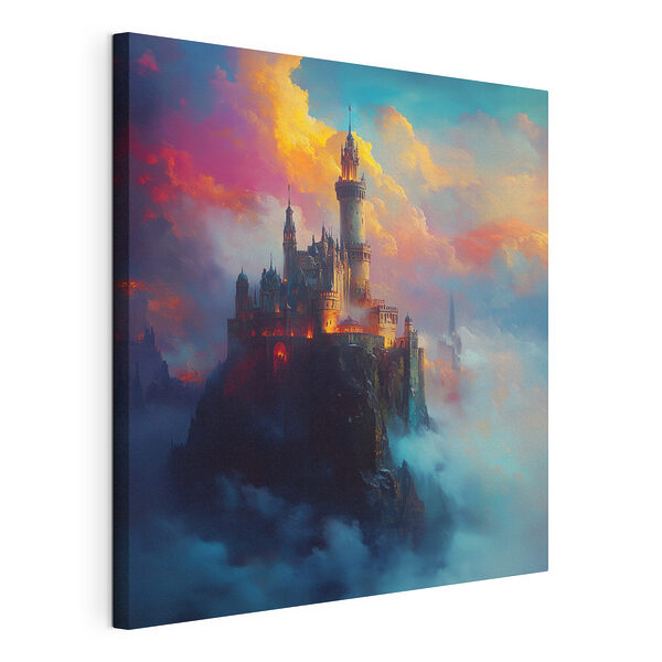 Cuadros Cuadros Castillo en una montaña con nubes (SKU: s42501)