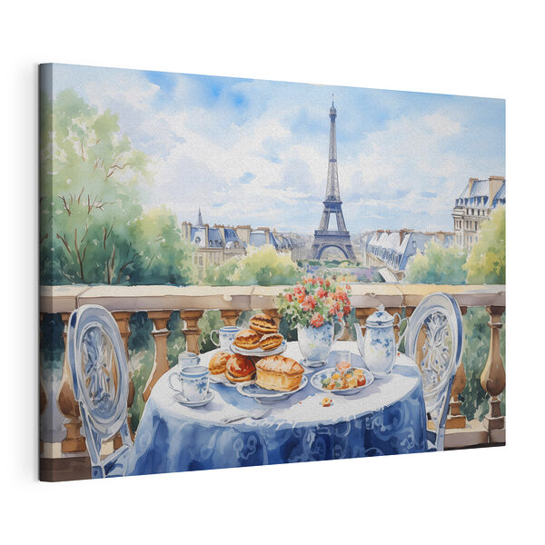 Pintura en acuarela de una mesa con comida encima Cuadros Pintura en acuarela de una mesa con comida encima
