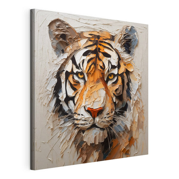 Un tigre pintado sobre una superficie blanca Cuadros Un tigre pintado sobre una superficie blanca