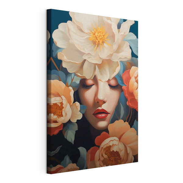 Mujer con flores alrededor de la cabeza Cuadros Mujer con flores alrededor de la cabeza