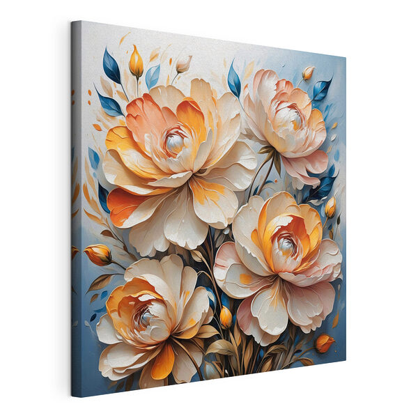 Cuadros Cuadro de flores sobre fondo azul