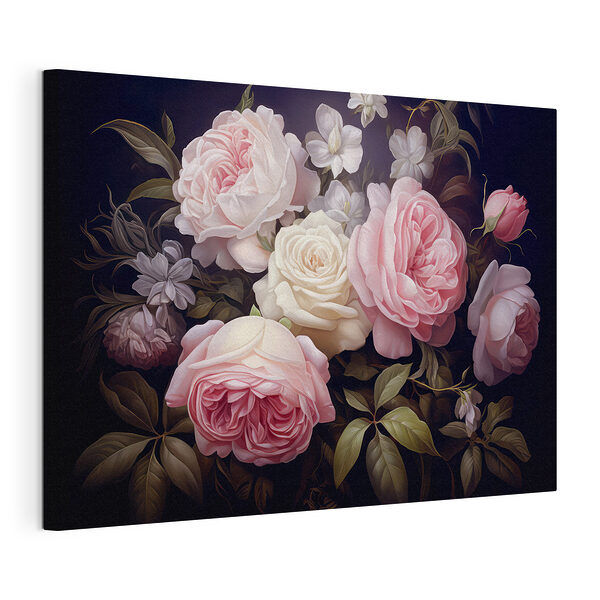 Cuadros Ramo de rosas rosas y blancas
