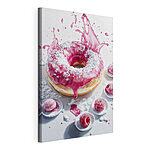 Cuadros Donut con glaseado rosa y azúcar glas