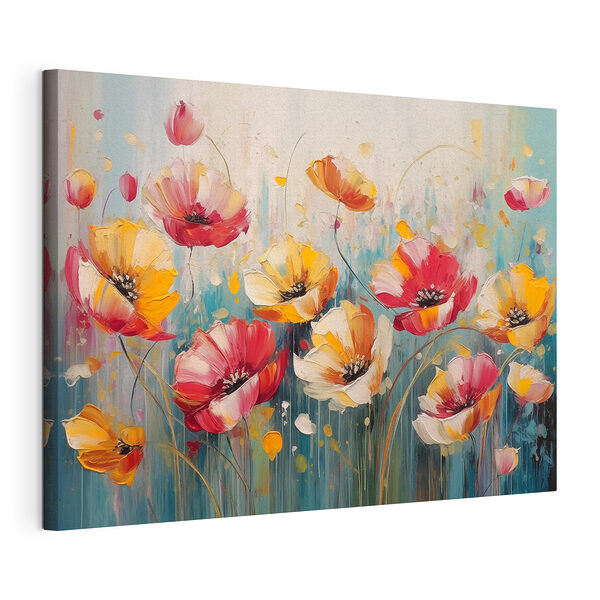 Cuadros Cuadro de flores sobre fondo azul