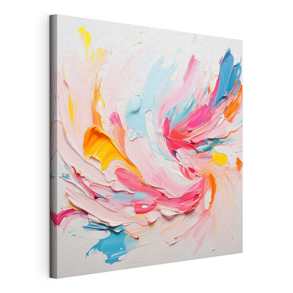 Cuadros Remolinos de pintura de colores sobre una superficie blanca
