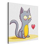Cuadros Dibujo de un gato mirando un corazón