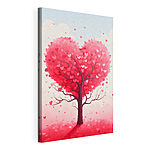 Cuadros Árbol con hojas rosas y corazones