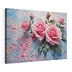 Cuadros Ramo de rosas rosas sobre un fondo azul y blanco