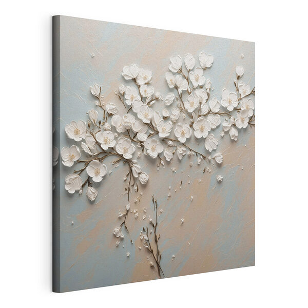 Flores blancas sobre un fondo azul y blanco Cuadros Flores blancas sobre un fondo azul y blanco