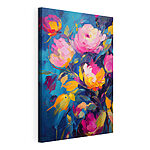 Cuadros Cuadro de flores sobre fondo azul