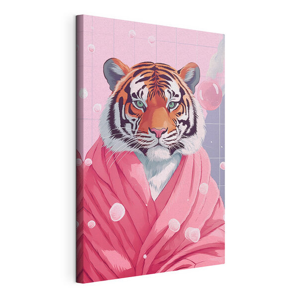 Un tigre con una bata rosa Cuadros Un tigre con una bata rosa