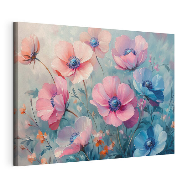 Cuadros Cuadro de flores sobre fondo azul