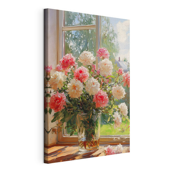 Jarrón con flores delante de una ventana Cuadros Jarrón con flores delante de una ventana