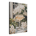 Cuadros Una copa de vino junto a unas flores