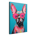 Cuadros Cuadro de un perro con gafas de sol rosas
