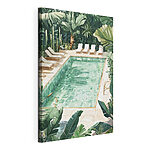 Cuadros Piscina con sillas y árboles