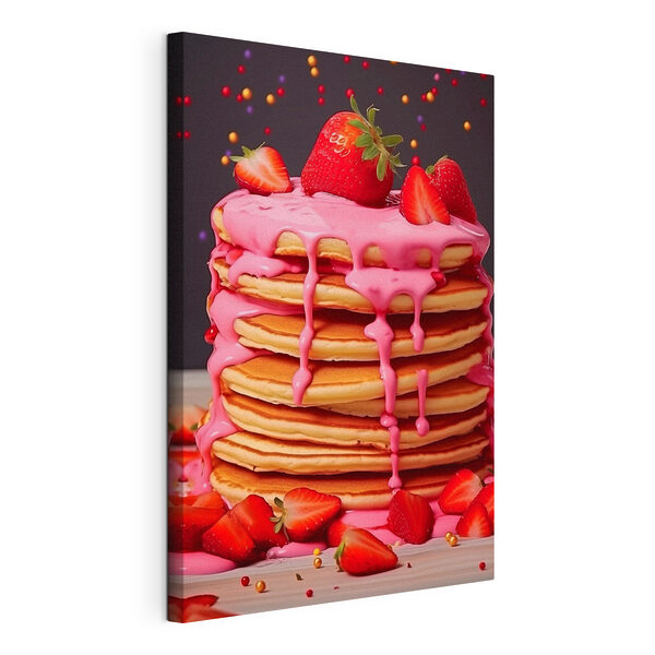 Torre de tortitas con glaseado rosa y fresas Cuadros Torre de tortitas con glaseado rosa y fresas