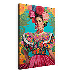 Cuadros Mujer con un vestido de colores y flores en el pelo