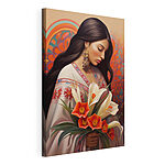 Cuadros Mujer con flores en la mano