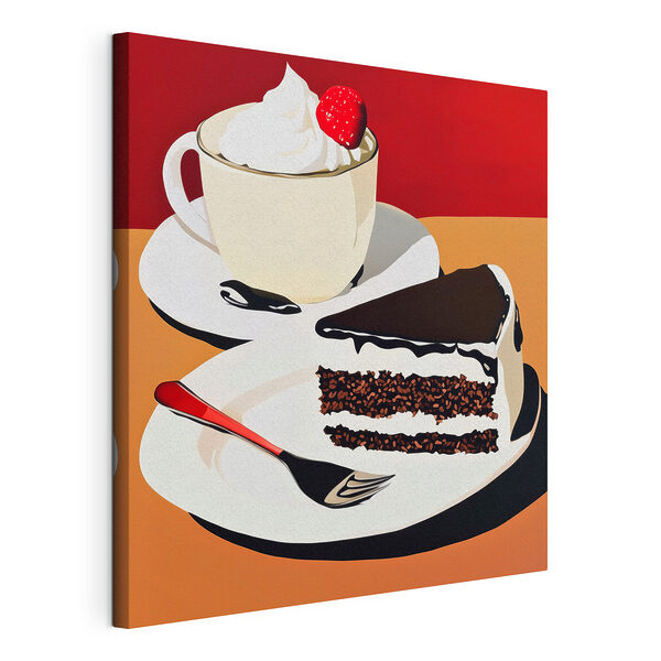 Cuadros Un trozo de tarta y una taza de café