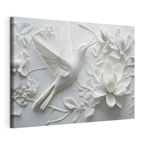 Pájaro blanco y flor Cuadros Pájaro blanco y flor