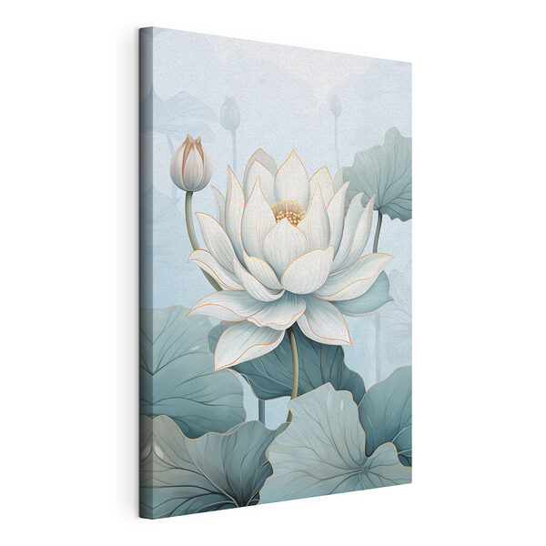 Cuadros Flor blanca con hojas verdes