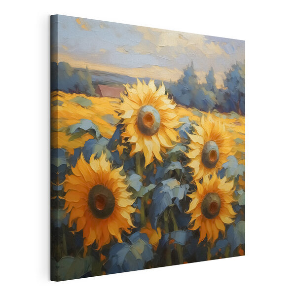 Cuadros Cuadro de girasoles en un campo