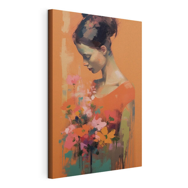 Mujer con flores en la mano Cuadros Mujer con flores en la mano