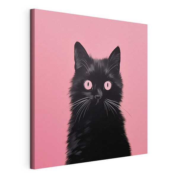 Cuadros Gato negro con ojos rosas