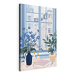 Cuadros Ventana con flores y velas